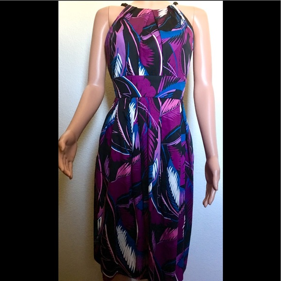 Cotton Purple Floral/Leaf Pattern Halter D… - Picture 4 of 7